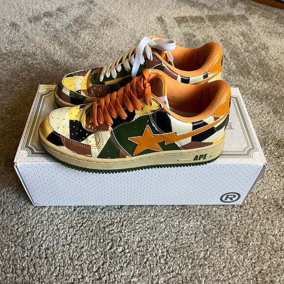 Authentic 90’s Bapesta Fragmented Orange Sz 6 - Picture 1 of 15